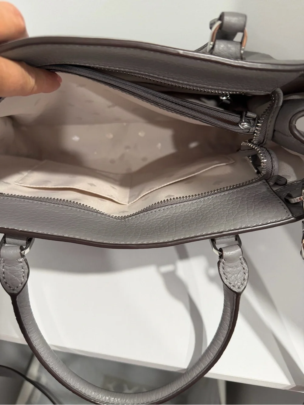 kate spade Gray Pebbled Leather Satchel